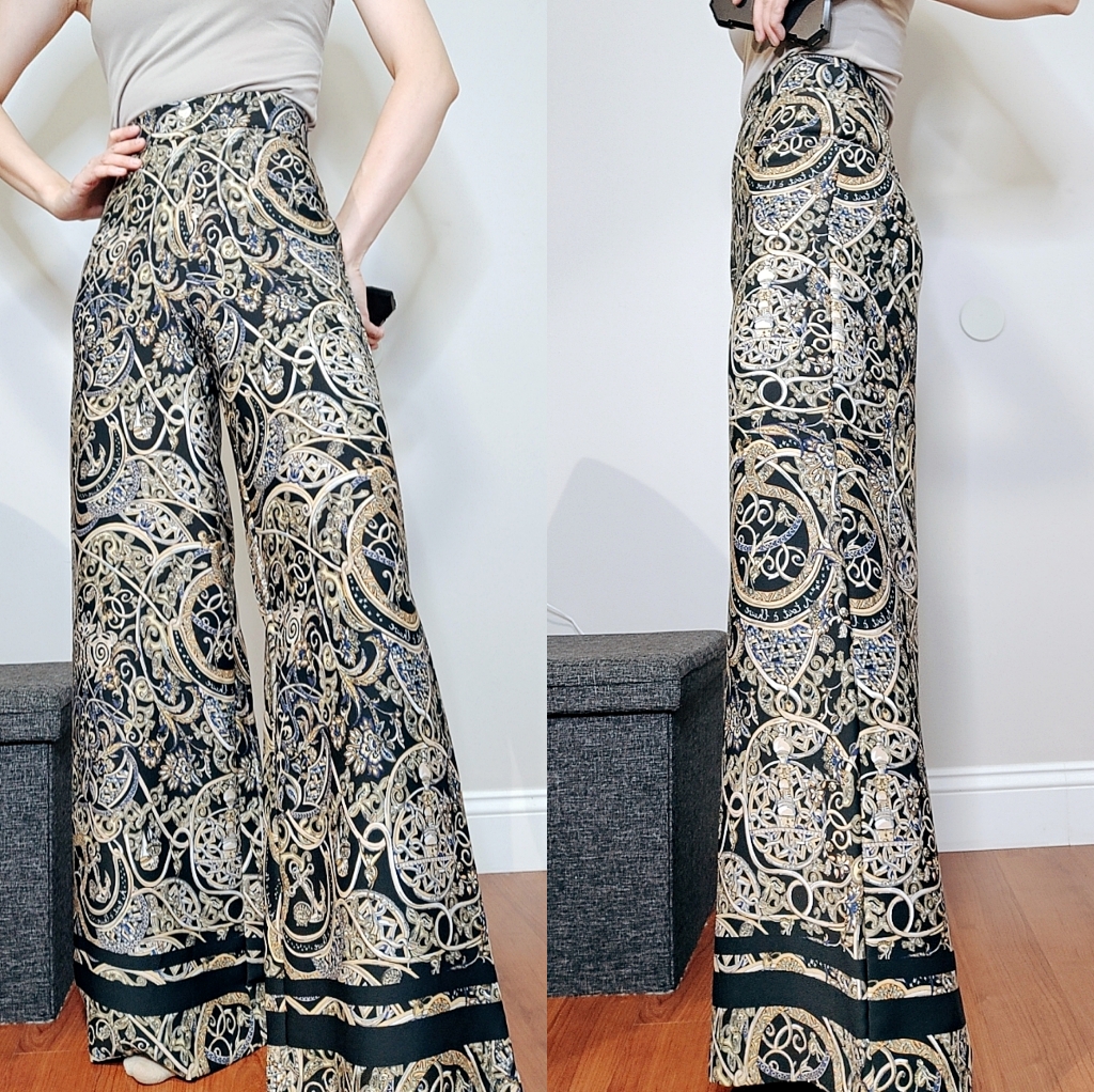 H&M Wide Leg Print Pattern High Waist Pants
